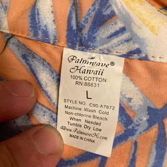 Palmwave Peach Print Hawaiian Shirt - Picture 3 of 9